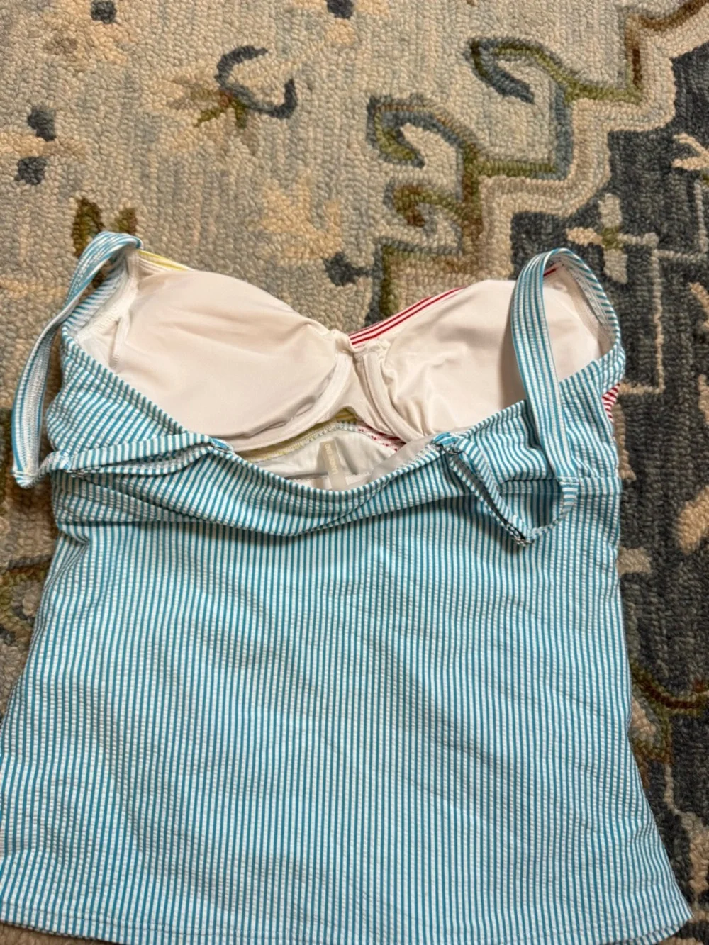 Lands' End‎ Seersucker Women’s Tankini Top Size 8 Colorblock Nautical Underwire - Picture 10 of 10